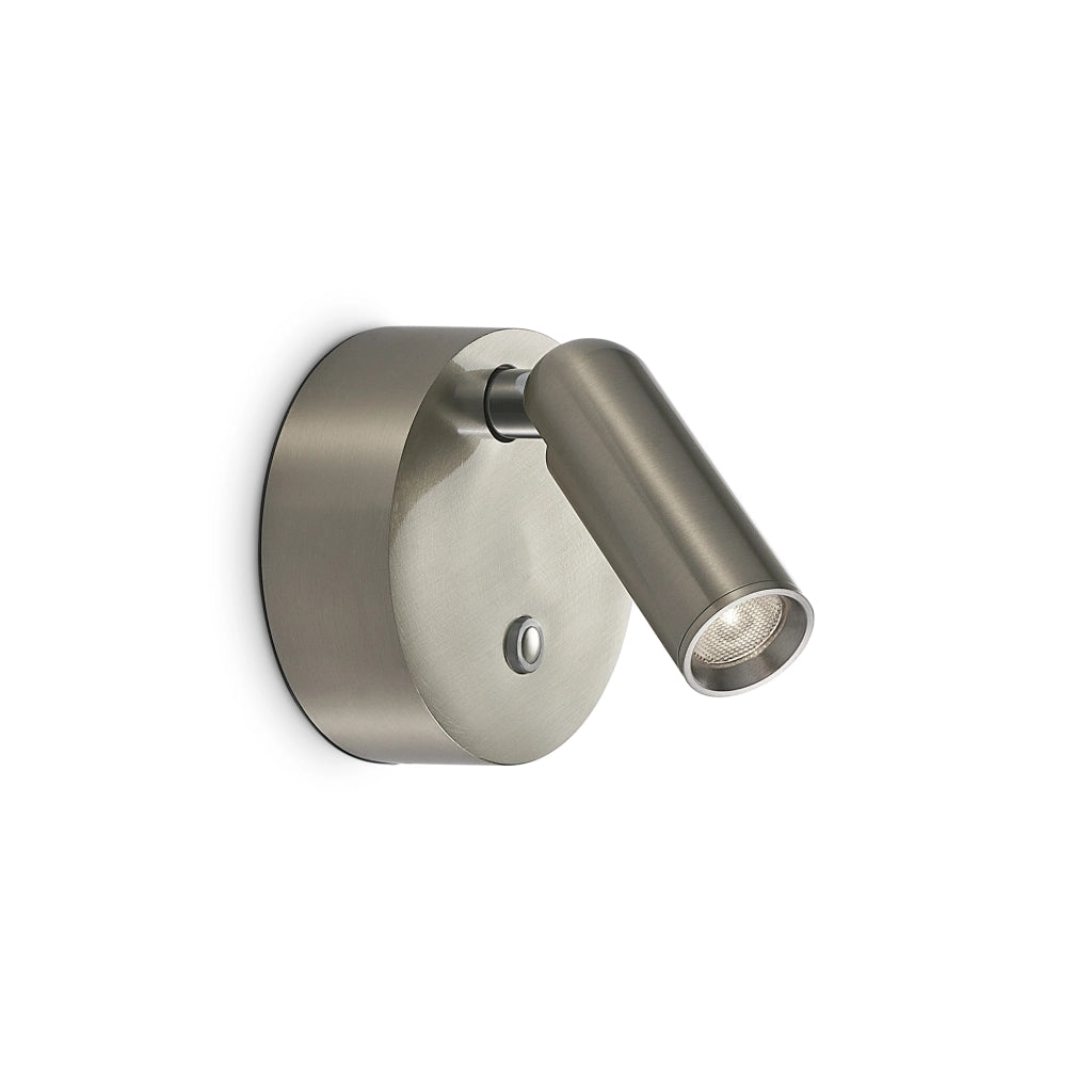 Applique Bean 1 Luce Led Integrato Nickel Con Interruttore E Snodo