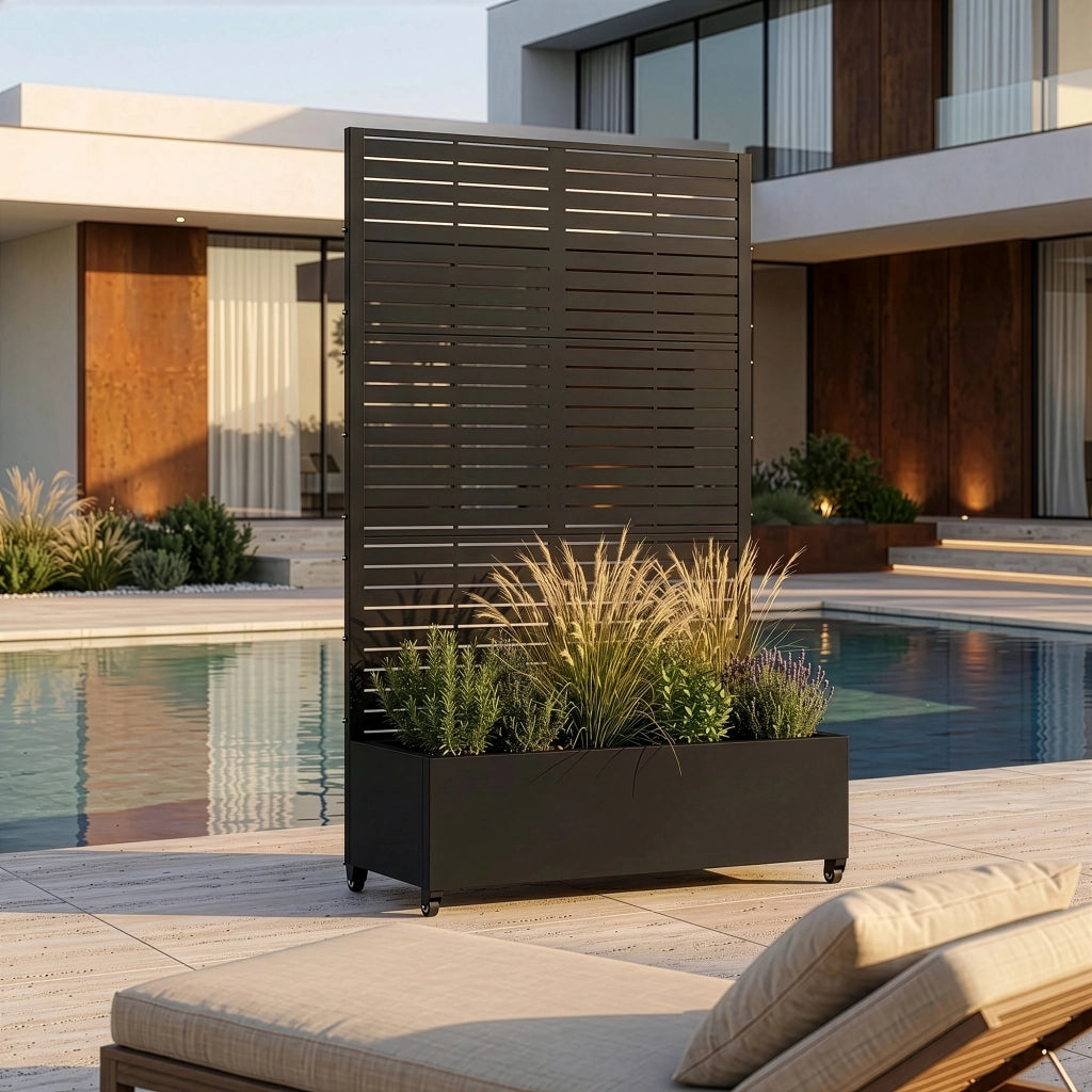 Fioriera con Spalliera Nodepp in Acciaio 190 x 120 x 38 cm - Nero casa.pro