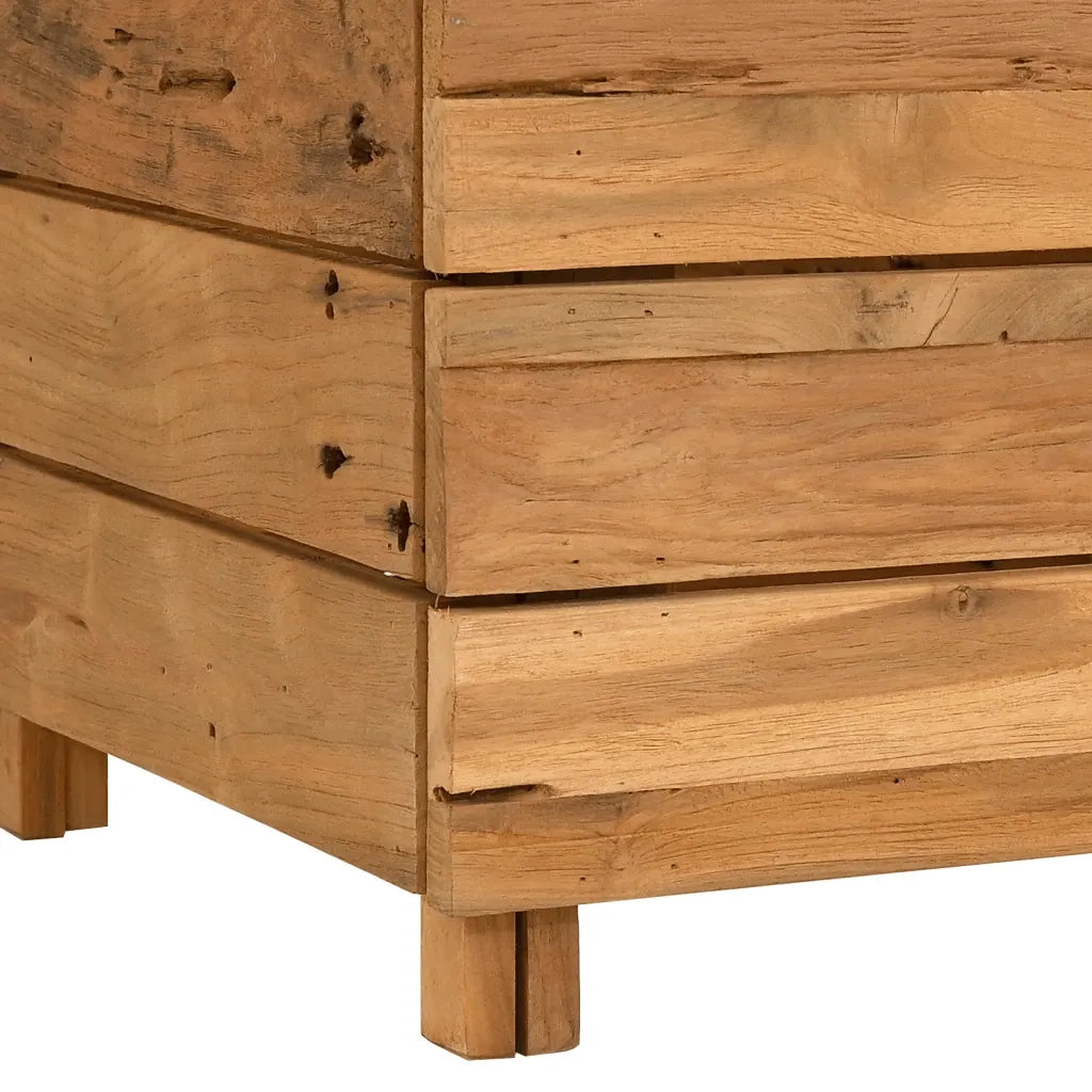 Letto Rialzato 50x40x38 cm Legno di Teak di Recupero e Acciaio 47421