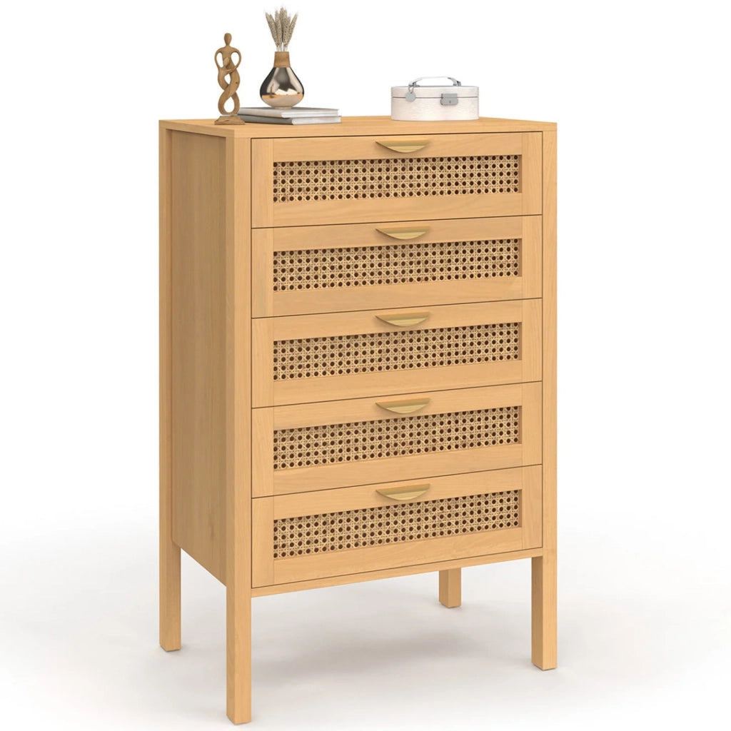 IDMarket - EDHEN Cassettiera a 5 cassetti 60 cm in canna color legno