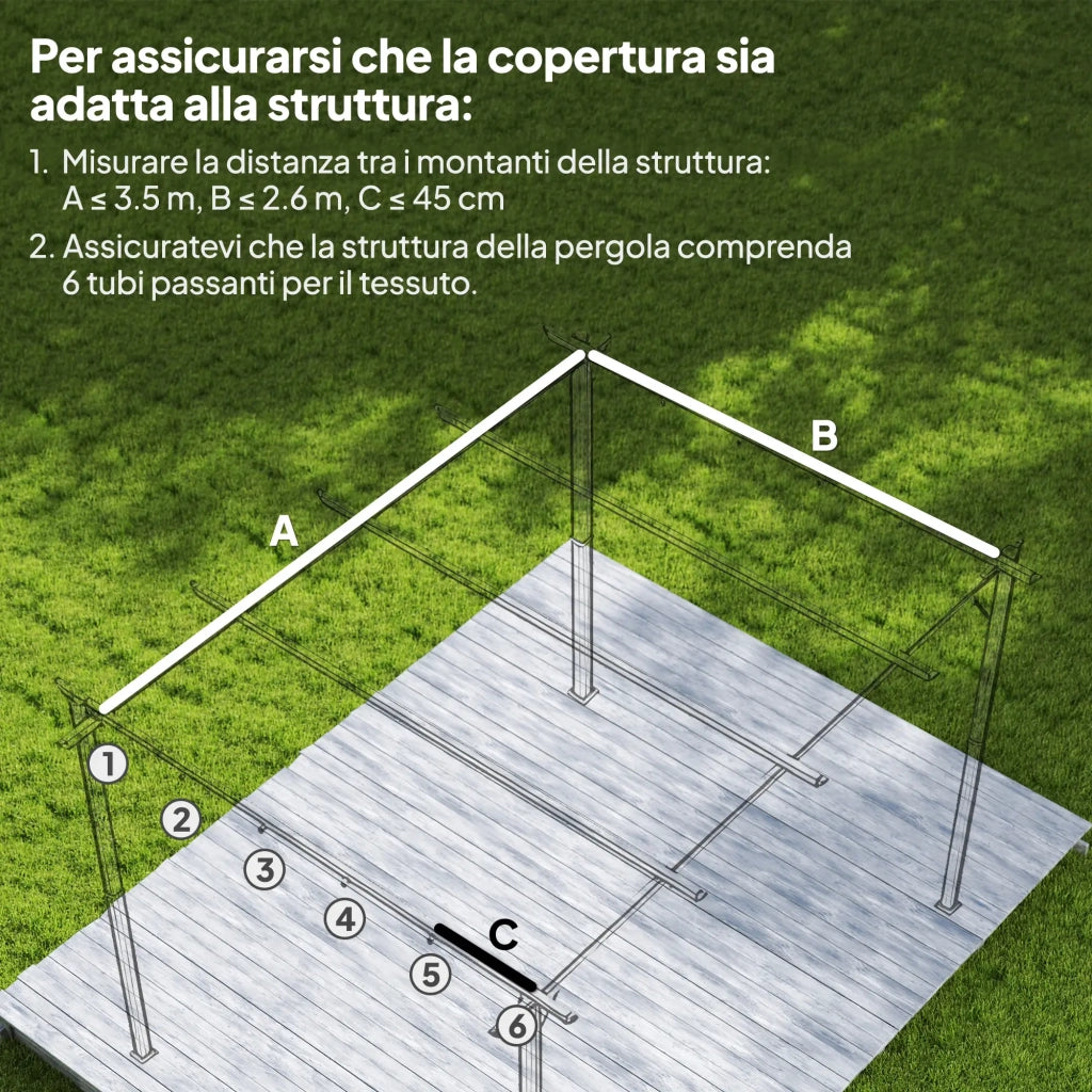 Tetto di Ricambio per Pergola Gazebo da Giardino 300x400 cm in Poliestere Crema