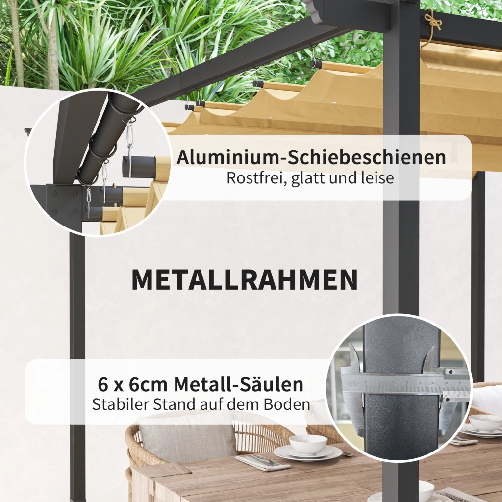 Pergola da giardino con tetto regolabile ¨C zephmum ¨C 3x3 m, beige, metallo