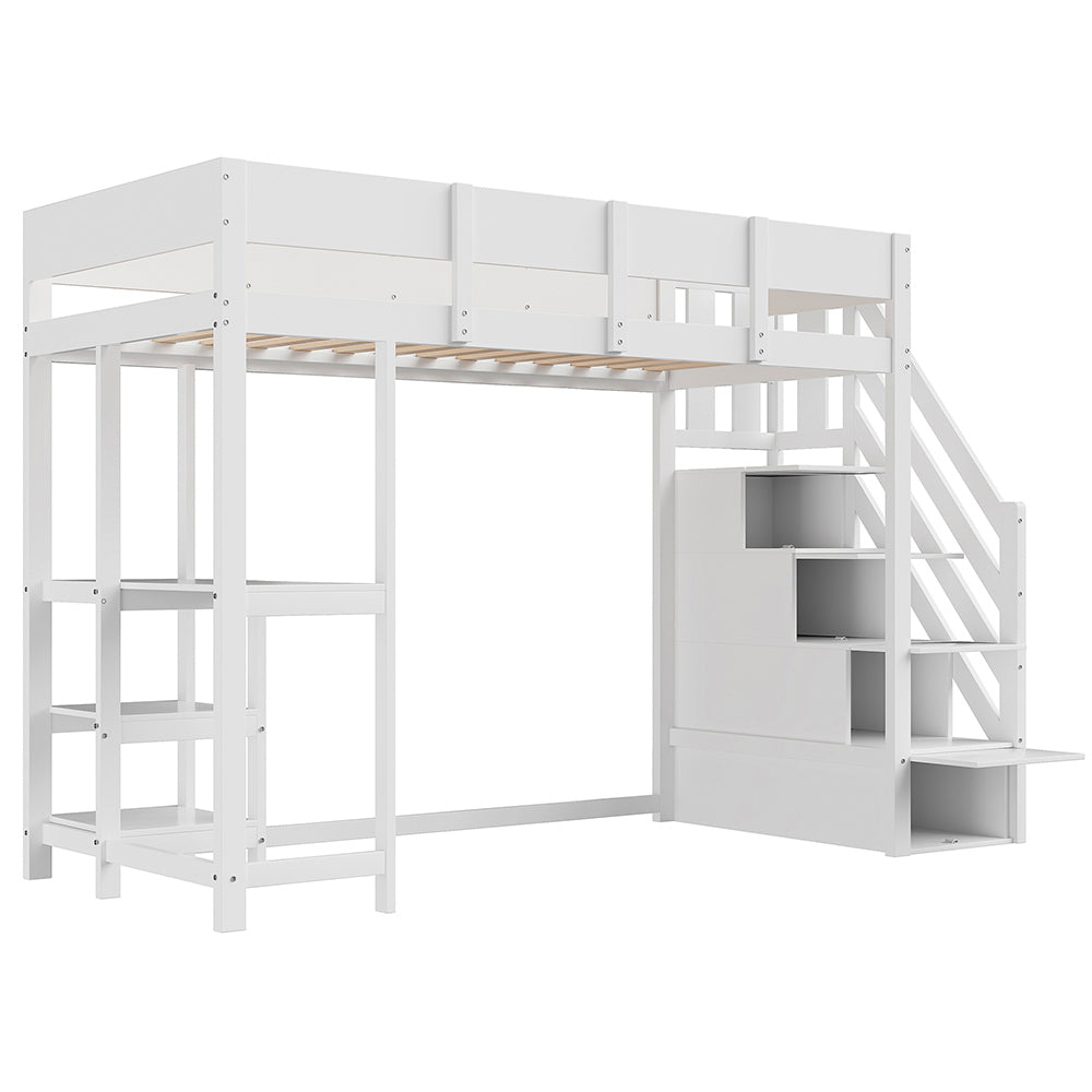 Letto a castello - Xylo - 90x200 cm pino contenitore bianco