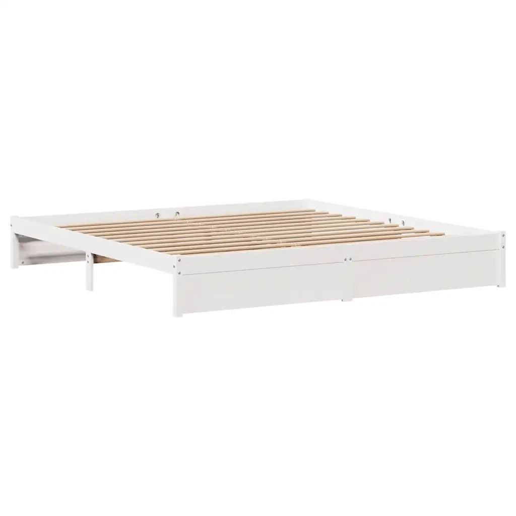 Giroletto senza Materasso-Struttura Letto Bianco 200x200 cm Legno Massello Pino 784815