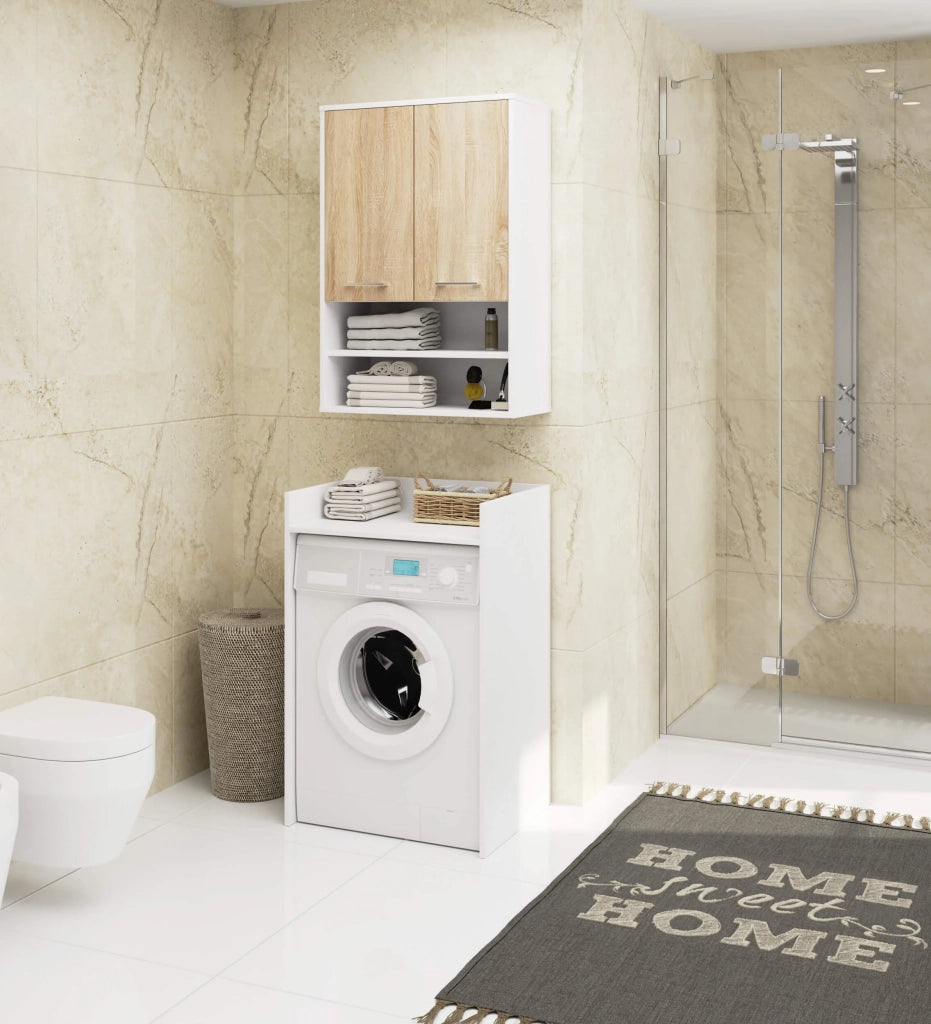 Mobile bagno sospeso AKORD FIN H934 W64 Bianco, Quercia Sonoma 2 ante 64x94x30 cm