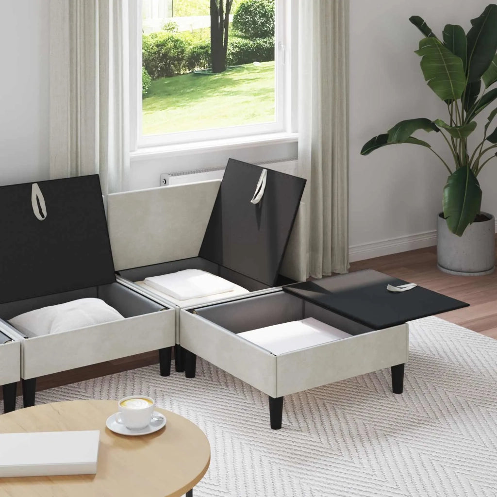 Set di mobili per il soggiorno con cuscino 4 pcs Crema Velluto
