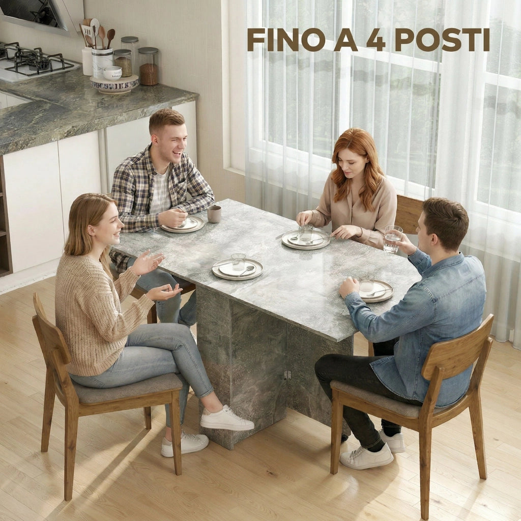 Tavolo da Pranzo Pieghevole Allungabile ¨C Zephmum ¨C Grigio Cemento