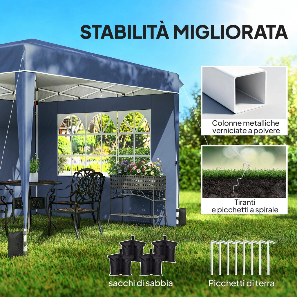 Gazebo Pieghevole per Giardino ¨C Zephmum ¨C Blu Scuro 3x3 m