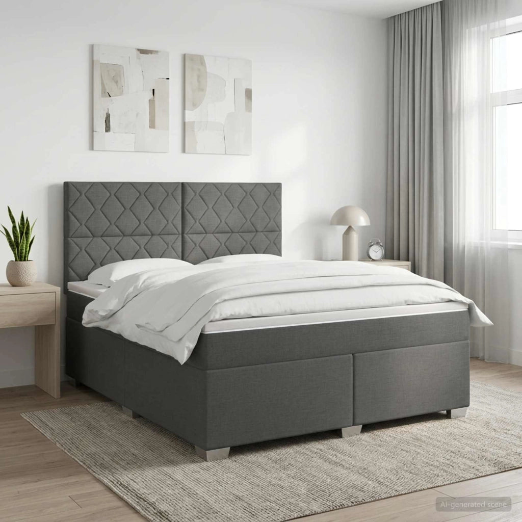 Letto box spring con materasso Grigio Scuro 140 x 190 cm 3453410