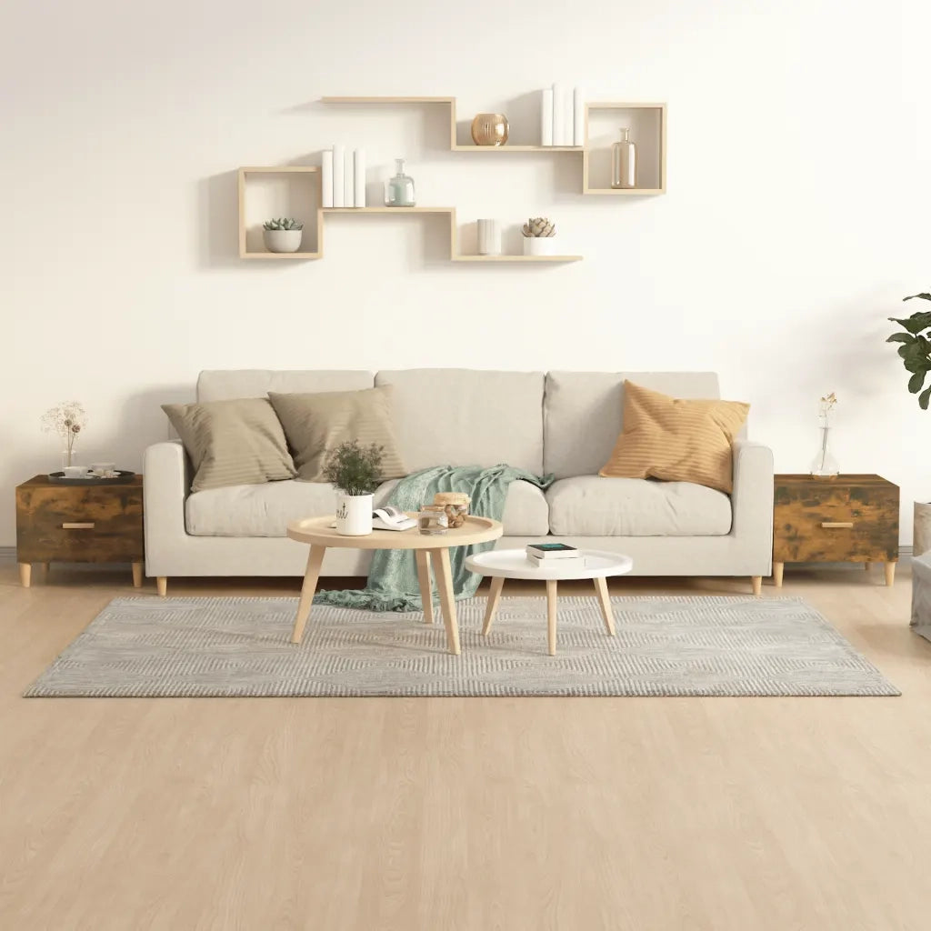 Tavolini Salotto 2 pz Rovere Fumo 50x50x40cm Legno Multistrato 817532