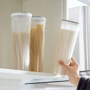 Set di contenitori di stoccaggio per spaghetti da 1,8 L con coperchio da 3, contenitori di cucina per alimenti trasparenti e dispenser per cucina per spaghetti, pasta, noci, fagioli, farina, granola per colazione (tutti in grigio)