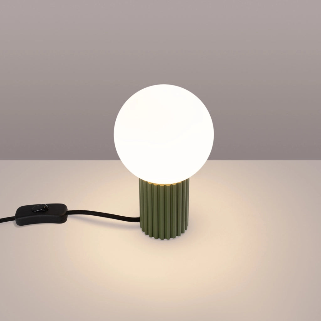 Lampada tavolo Pure Lume SFERA verde oliva, sfera vetro G9