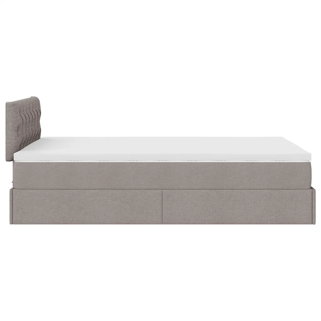 Struttura Letto Pouf con Materasso Tortora 120x200cm in Tessuto 3311536