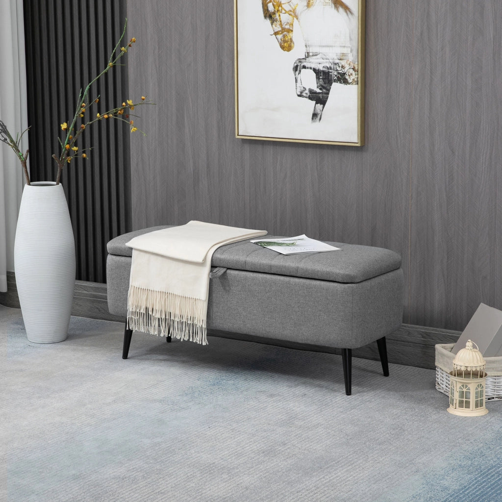 Divanetto con cassetti ¨C zephmum ¨C Grigio, Lino, 102x40x44 cm