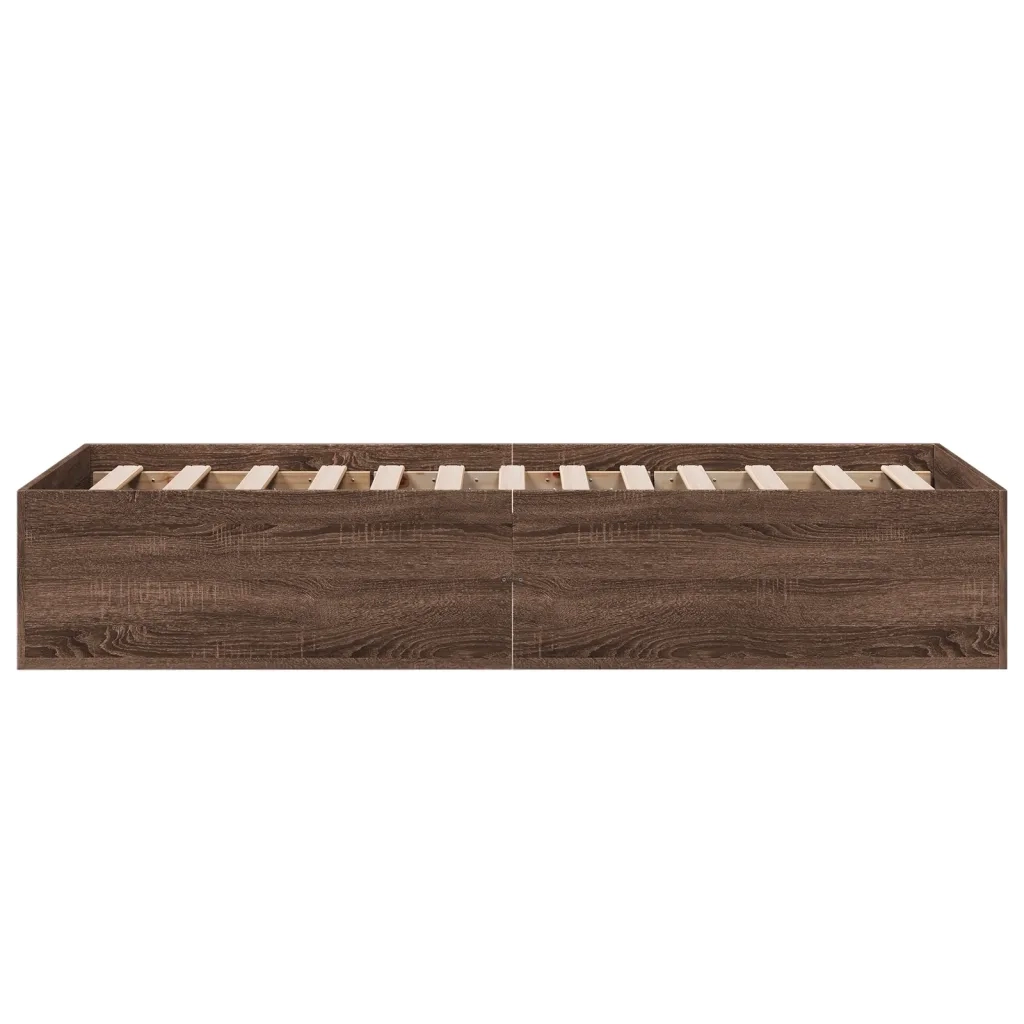 Letto singolo | Letto per adulti | Giroletto Rovere Marrone 90x200 cm in Legno Multistrato