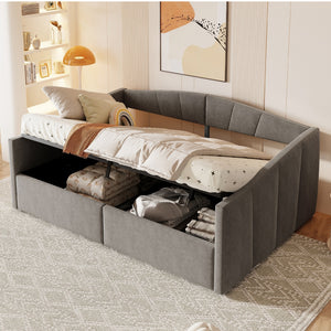 Divano letto doppio 140x200cm - Xylo - grigio, velluto pelle, classico