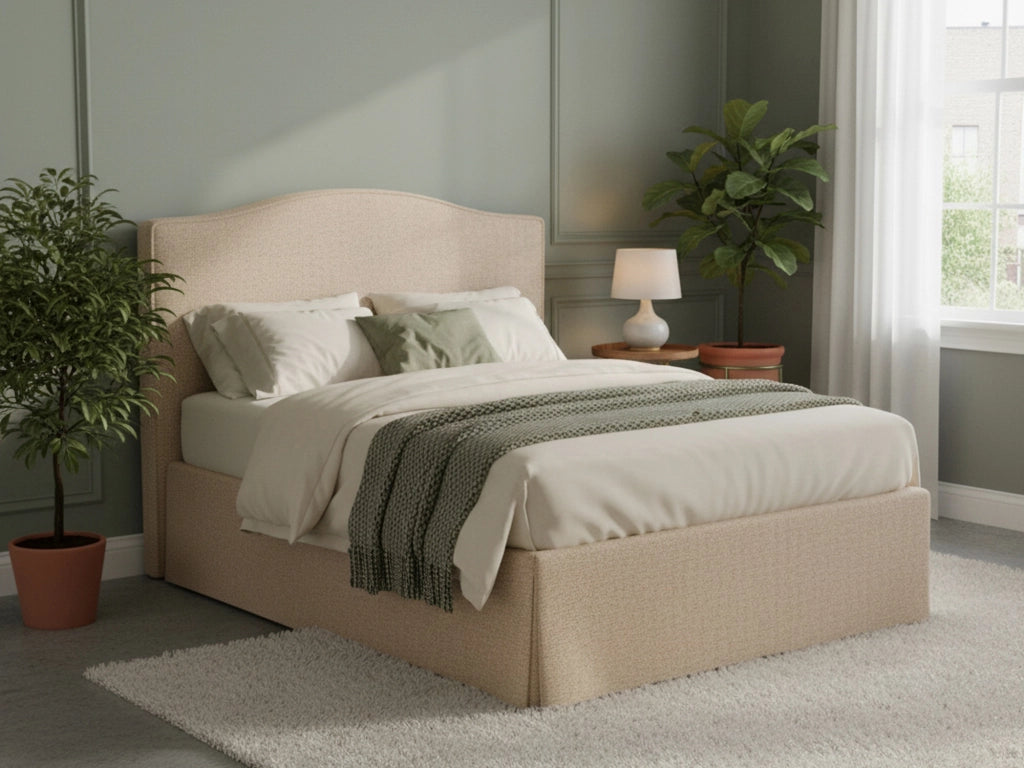 Bebington, Letto Matrimoniale Sfoderabile Made in Italy, Beige