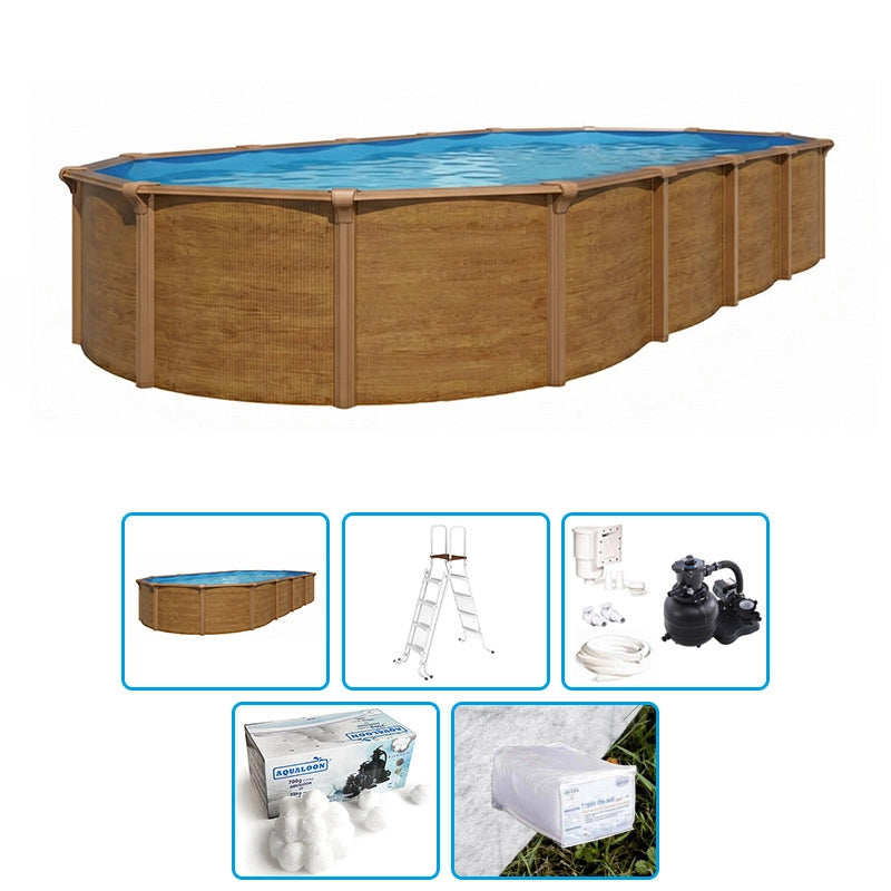 Piscina Fuori Terra Steelwood Omega - 7,65 X 4,60 X H.1,32 M - Kit Base