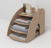 Map da ufficio in legno a 4 strati e accessori Borsa per lettere Organizzatore Archivio A4 Raccoglitore di carta per articoli per ufficio domestico