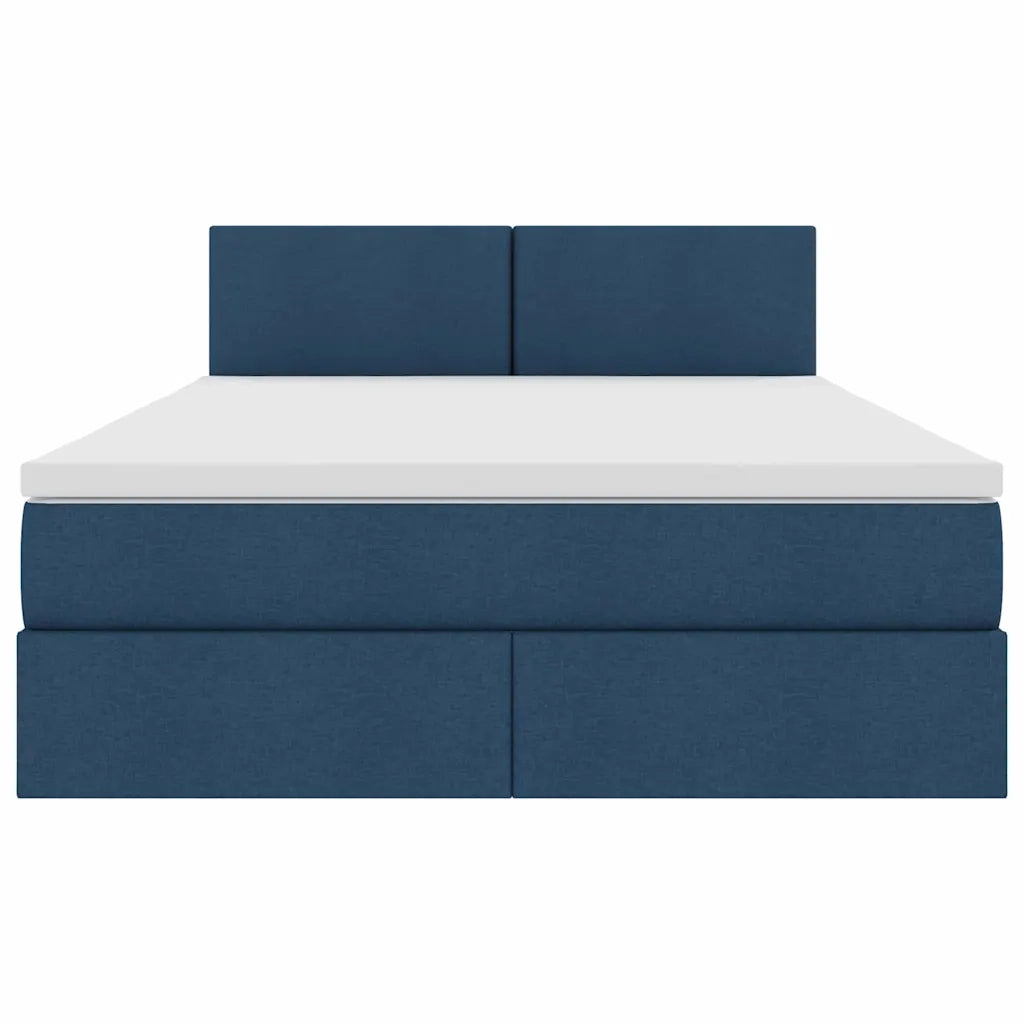 Letto con contenitore e materasso con testiera Blu 140 x 200 cm