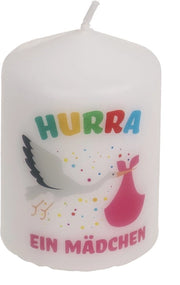 Candela a Stampa Bianca - Decorazione da Tavolo - Durata 27 Ore - Ø 6 x 8 cm - Motivo Moderno - Compatta e Accogliente - Candela