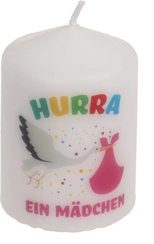 Candela a Stampa Bianca - Decorazione da Tavolo - Durata 27 Ore - Ø 6 x 8 cm - Motivo Moderno - Compatta e Accogliente - Candela