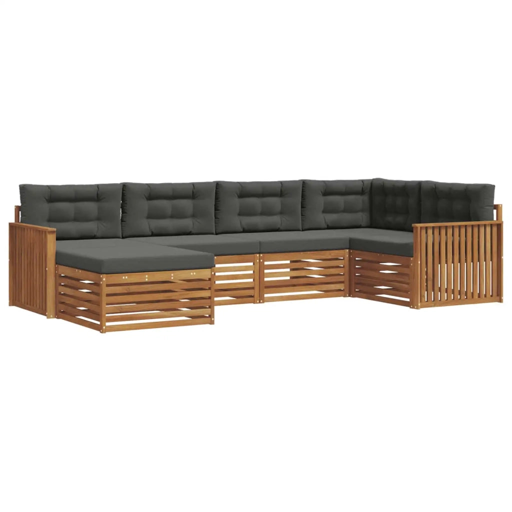 Set di divani da esterno con cuscino 6 pcs Naturale e Antracite