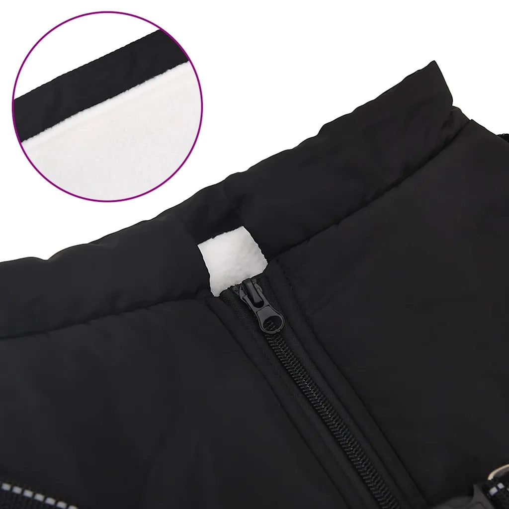 Cappotto Cani con Imbracatura Impermeabile Riflettente Nero L44