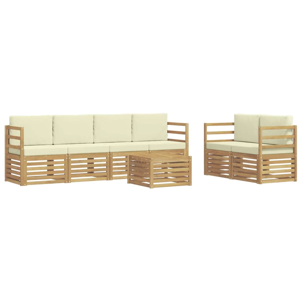 Set di divani da esterno 7 pcs Bianco e Crema Poliestere