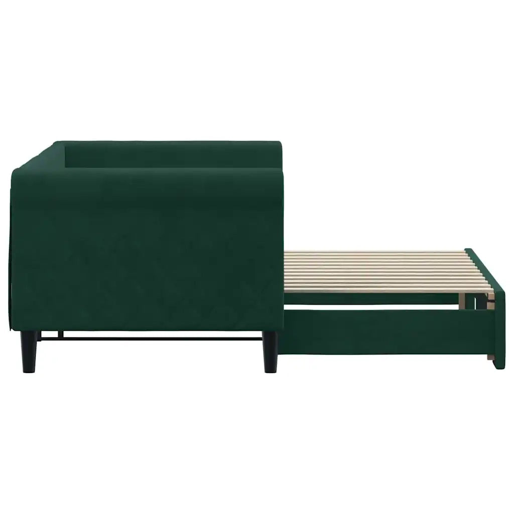 Divano Letto con Letto Estraibile Verde Scuro 80x200cm Velluto 3197766