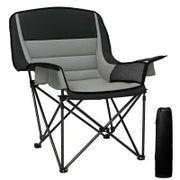 Sedia da Campeggio Pieghevole con 2 Portabicchieri e Tasche Laterali, 99x71x103 cm, Grigio e Nero