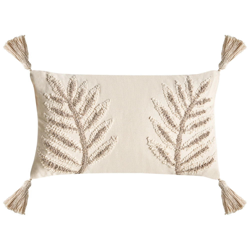 Set di 2 cuscini decorativi in tessuto di cotone beige con motivo floreale 30 x 50 cm