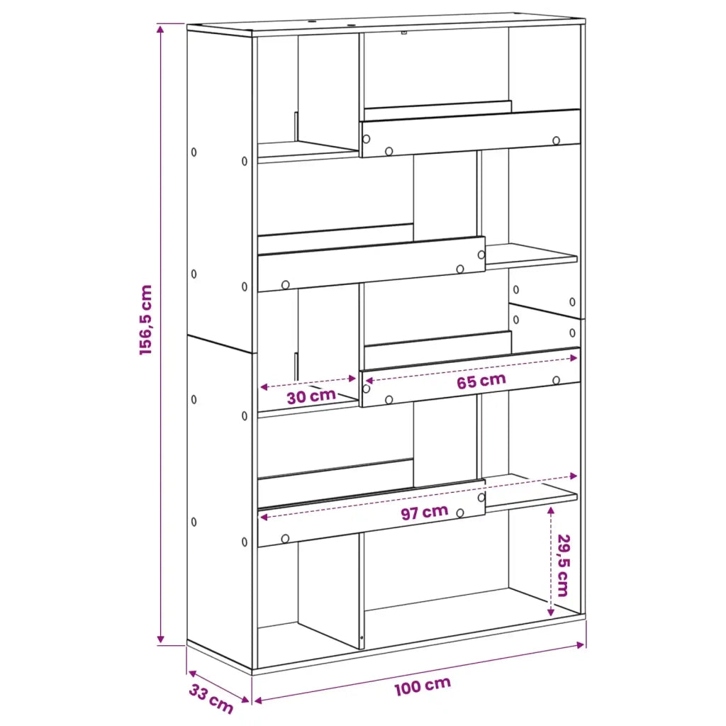 Scaffale per Libri Rovere nero 100 x 33 x 156,5 cm 3446640