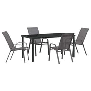 Set da Pranzo per Giardino 5 pz | Set Salotto da Giardino Grigio e Nero