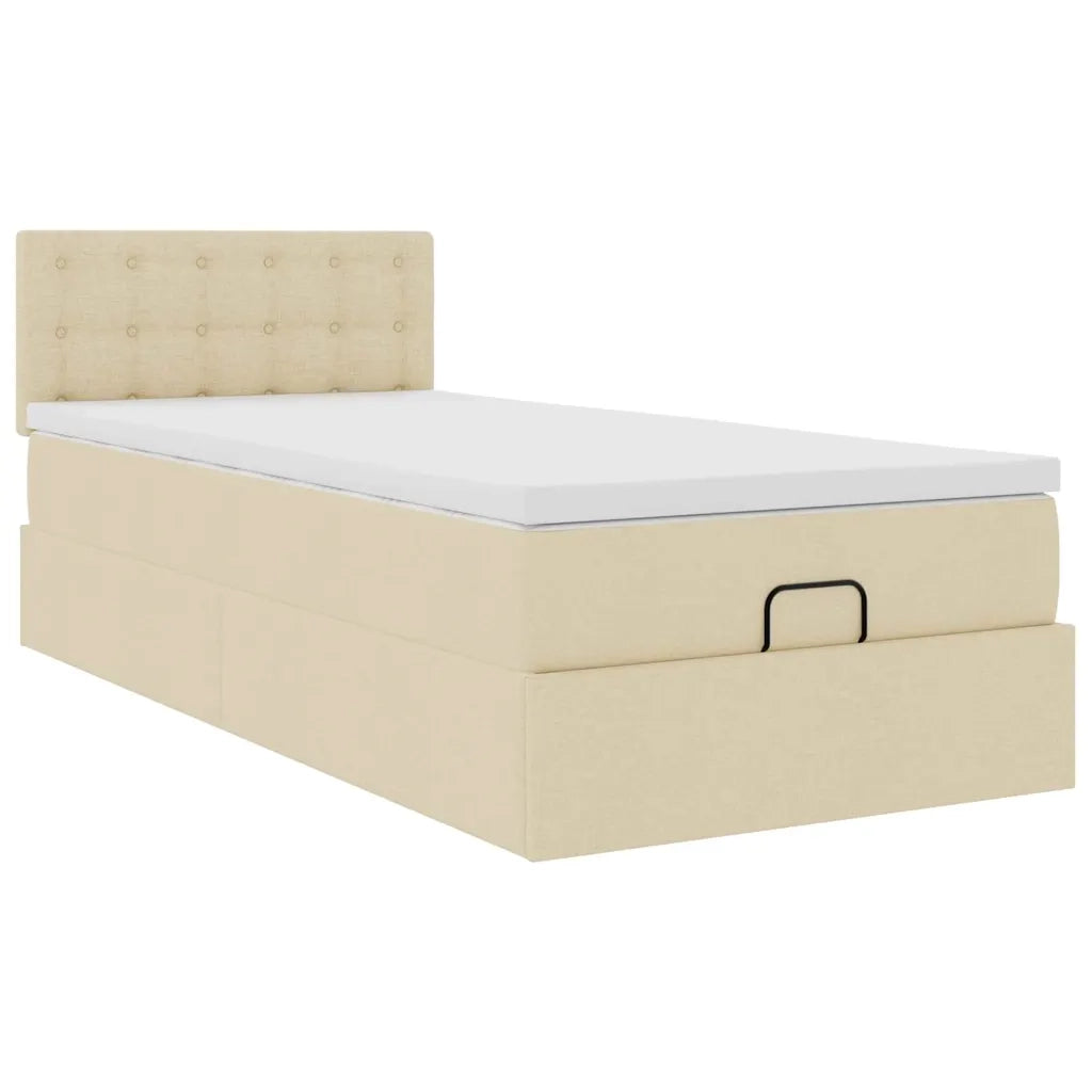 vidaXL Struttura Letto Pouf con Materasso Crema 90x190 cm in Tessuto