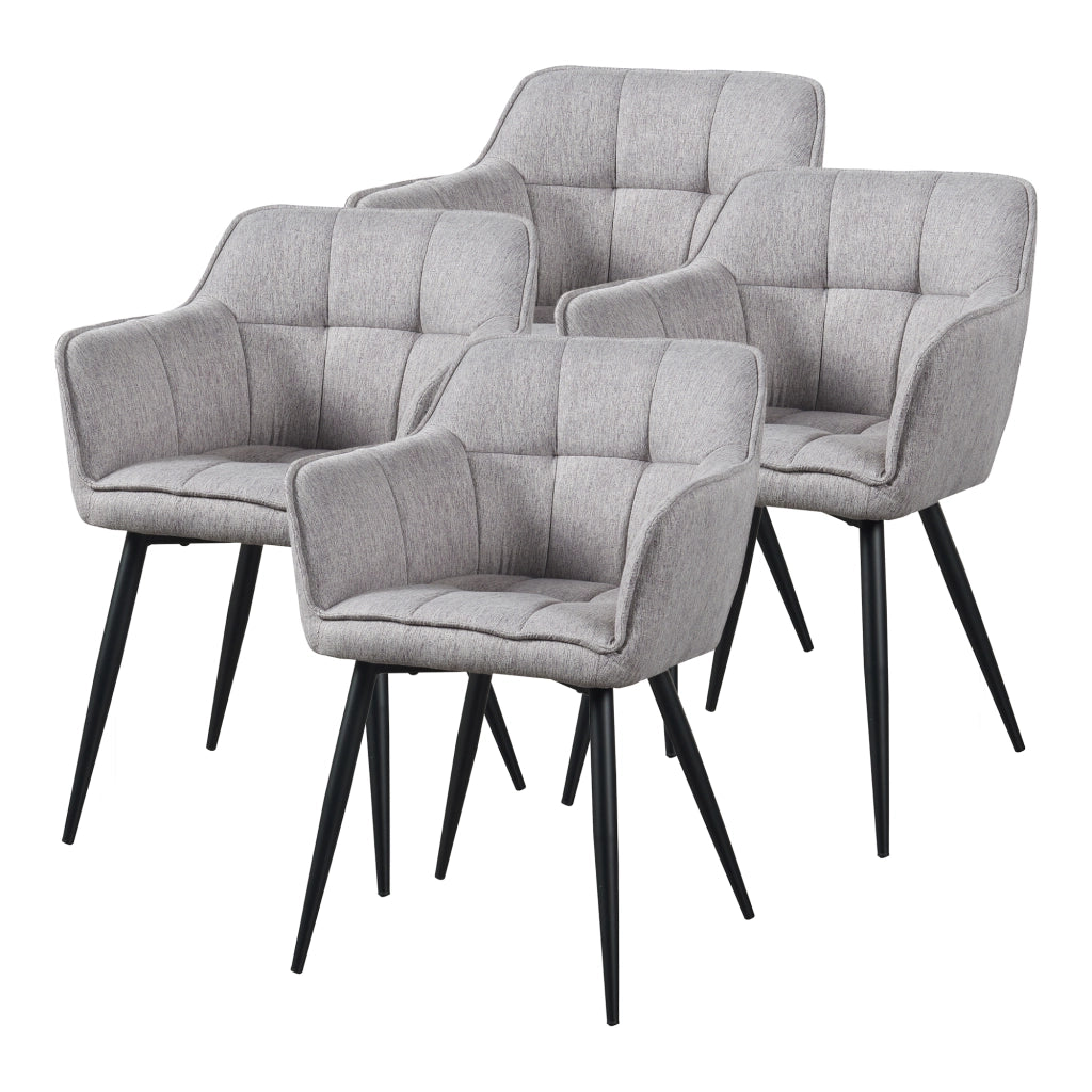Set di 4 Sedie per Sala Pranzo Birmingham in Tessuto Grigio [en.casa]