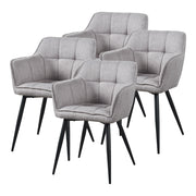 Set di 4 Sedie per Sala Pranzo Birmingham in Tessuto Grigio [en.casa]