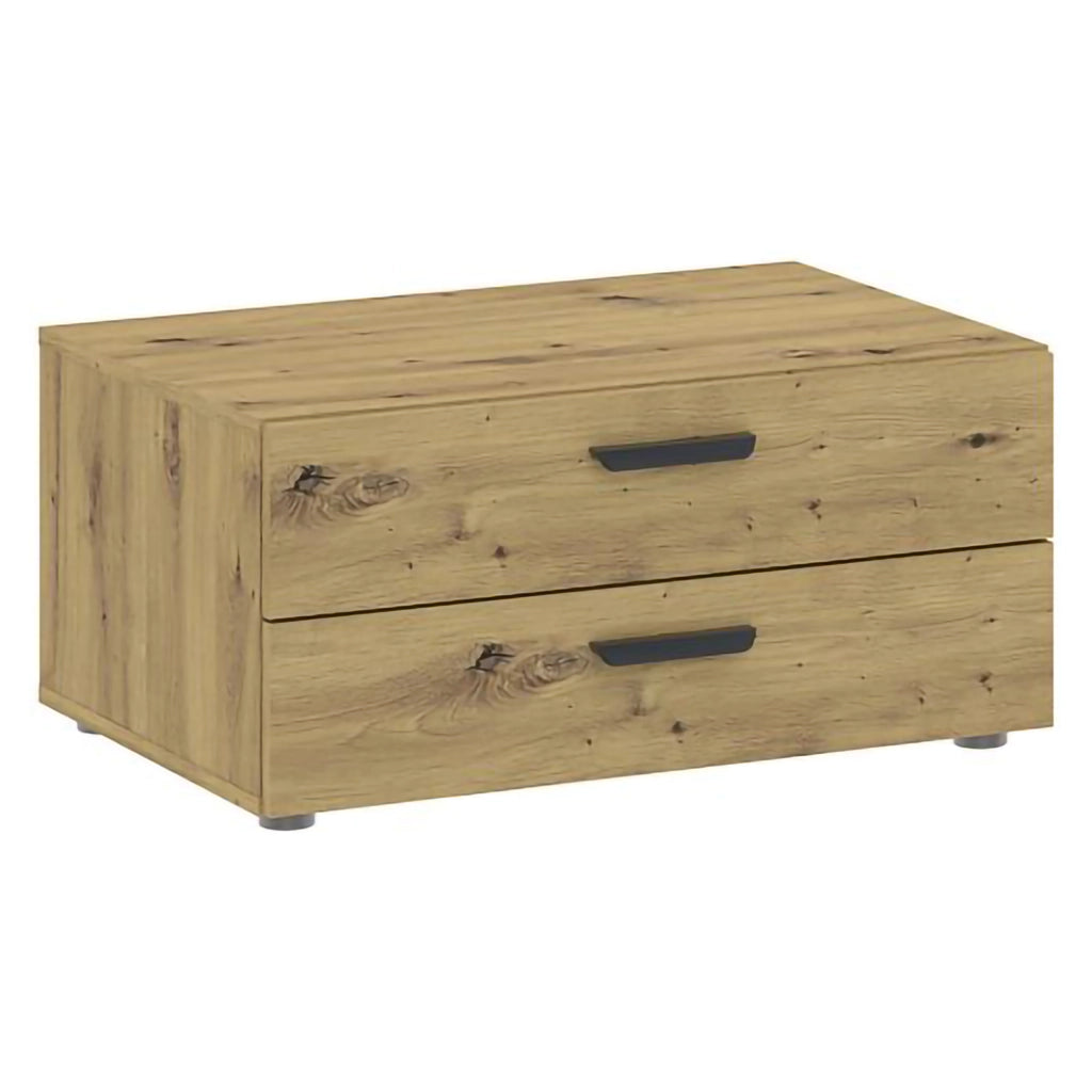 Piatto, Cassettiera 2 Cassetti, 74x52x35h cm Marrone Rovere Nodi