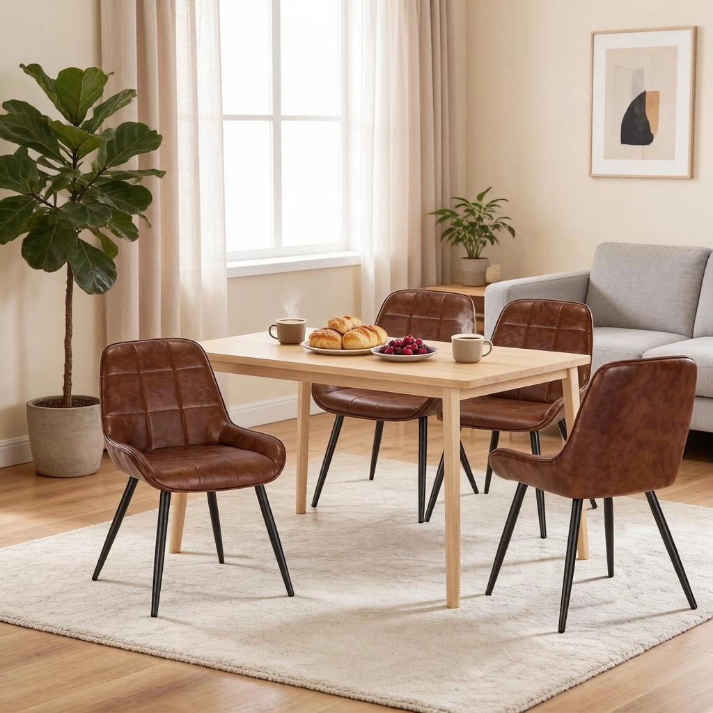 SEDIE DA PRANZO Set da 4 pezzi 47 cm Similpelle Marrone