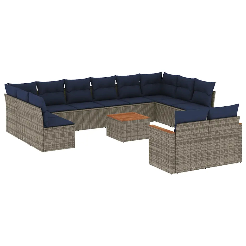 Set Divani da Giardino 13 pz con Cuscini Grigio in Polyrattan 3226453