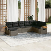 Set Divano da Giardino 8 pz con Cuscini Grigio in Polyrattancod mxl 116172