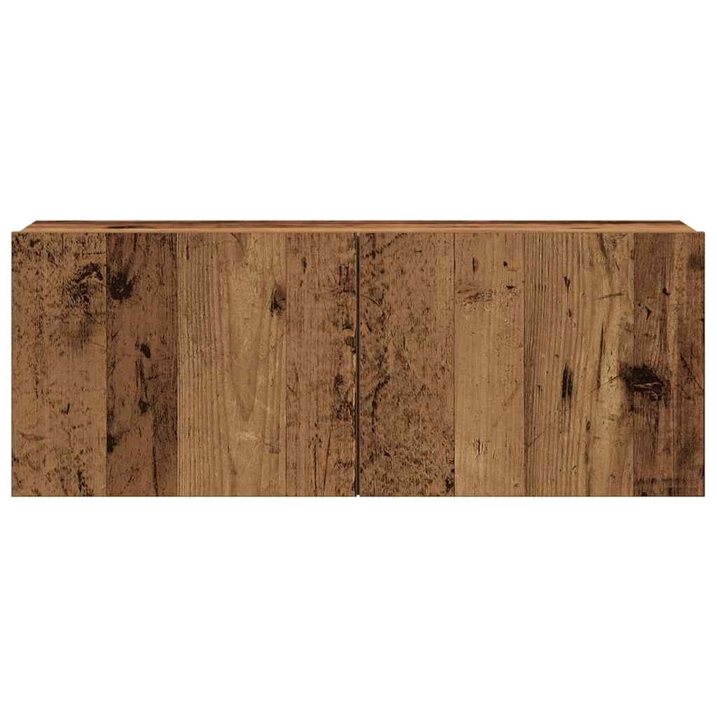 Set di 4 mobili TV a parete dal design moderno con vano contenitore 80 x 30 x 30 cm realizzati in legno composito con finitura effetto legno anticato 02_0055856