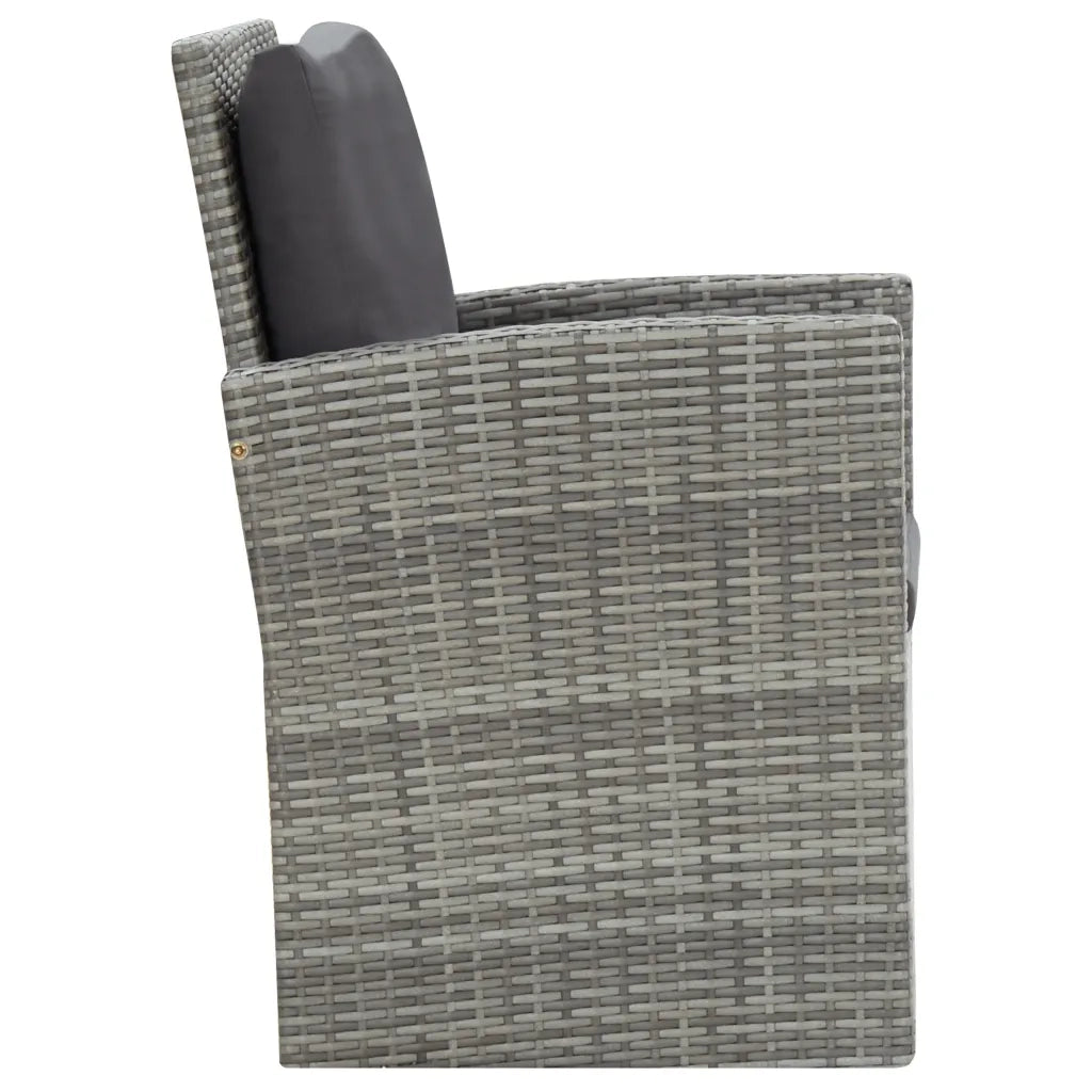 Set da Pranzo da Giardino 5 pz con Cuscini in Polyrattan Grigio cod mxl 35779