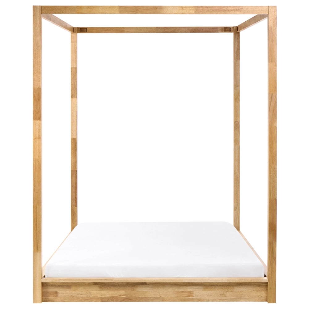 Letto in legno marrone chiaro 160 x 200 cm con baldacchino dal design minimalista