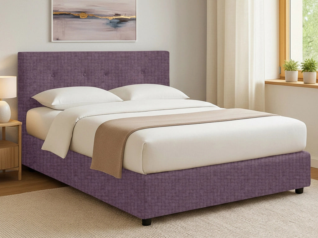 Preston, Letto Matrimoniale Sfoderabile Made in Italy, Viola Lilla