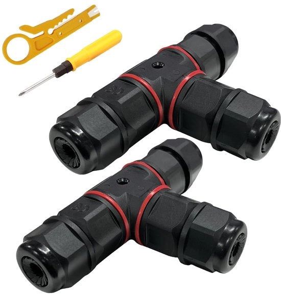 Cavo di collegamento a terra IP68 3-polare - 2 pezzi con attrezzi Box di distribuzione a T per cavi di diametro 6-10 mm