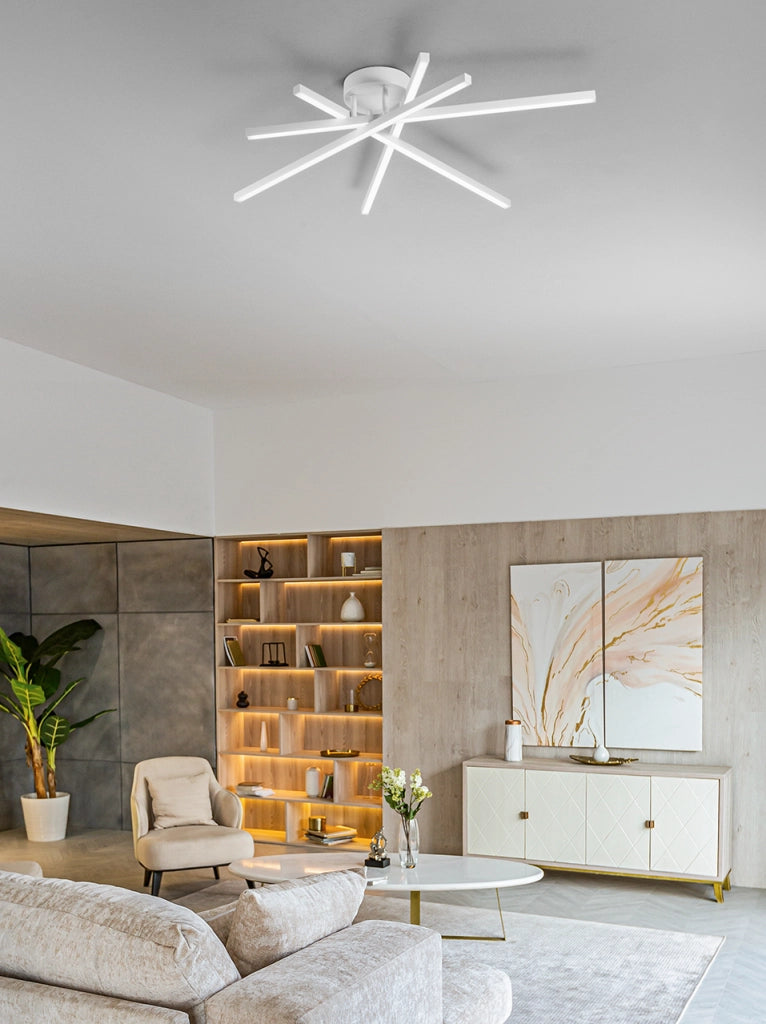 PLAFONIERA IN ALLUMINIO COLORE BIANCO SYNCRO LED 58W CCT 3000K 4000K 6000K 4060LM 90CM DIMMERABILE
