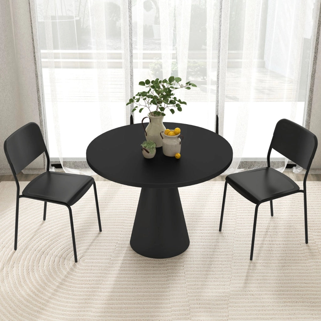 Set di 4 sedie da pranzo moderne, Sedie da cucina accumulabili con schienale inclinato e gambe metalliche Nero-Sedie da pranzo