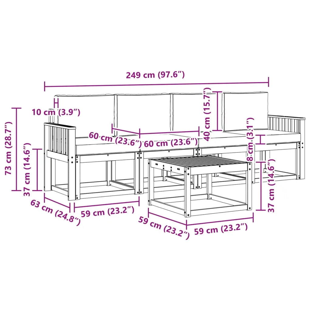 Set di divani da esterno 5 pz Bianco e Antracite 3387206