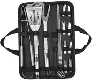 Set di accessori per grigliare da 16 pezzi in borsa di canapa - Utensili in acciaio inossidabile con accessori per grigliare per uso esterno in casa